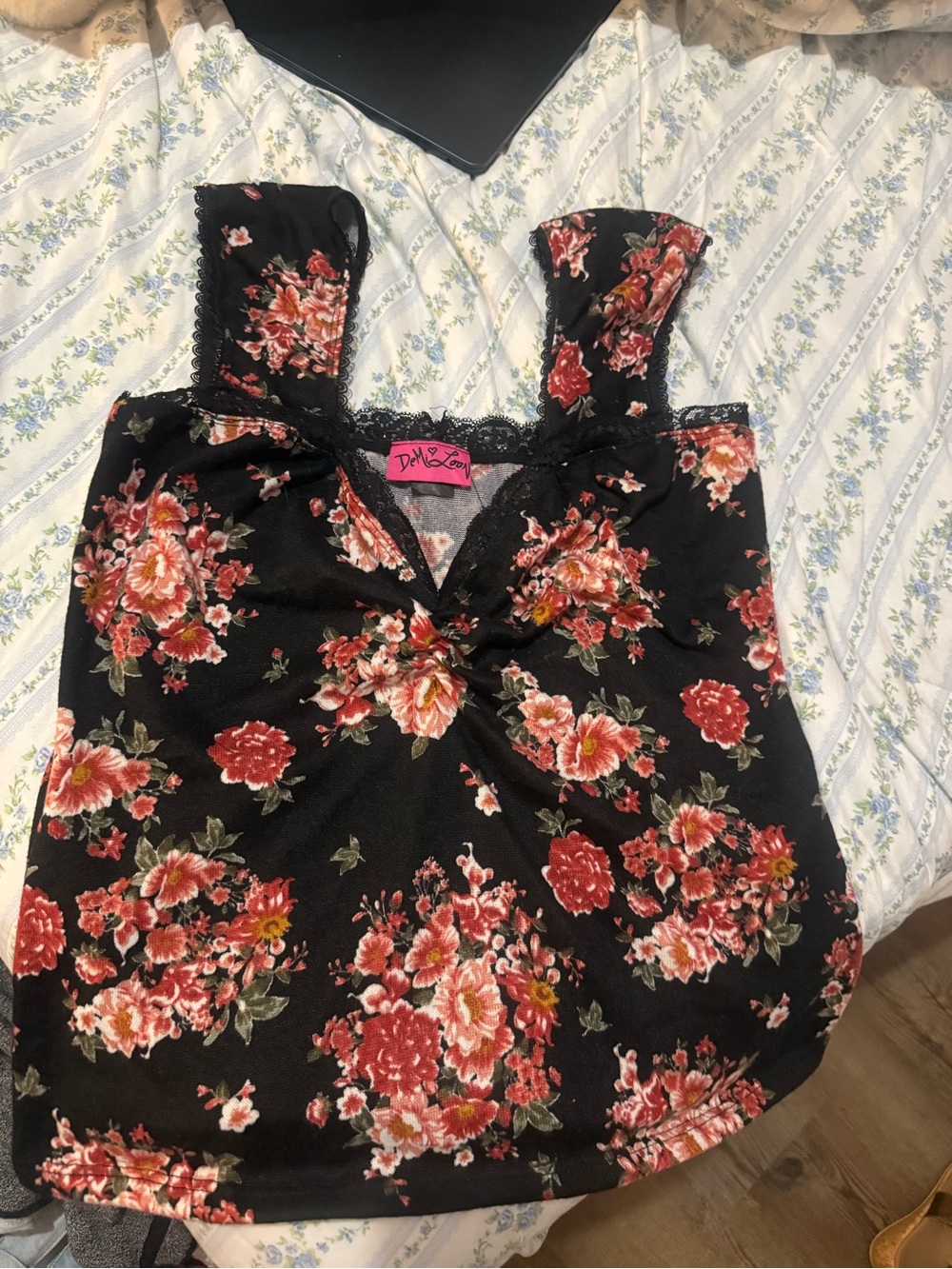 🖤Black Floral Lace Tank Top